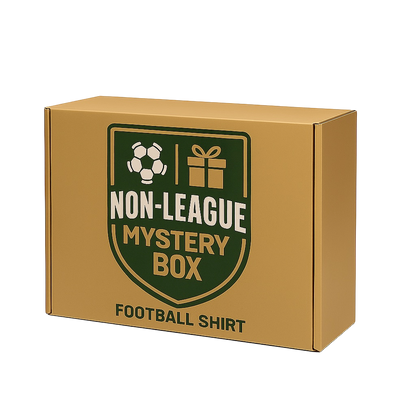 Cardboard box with 'Non-League Mystery Box' branding on a white background