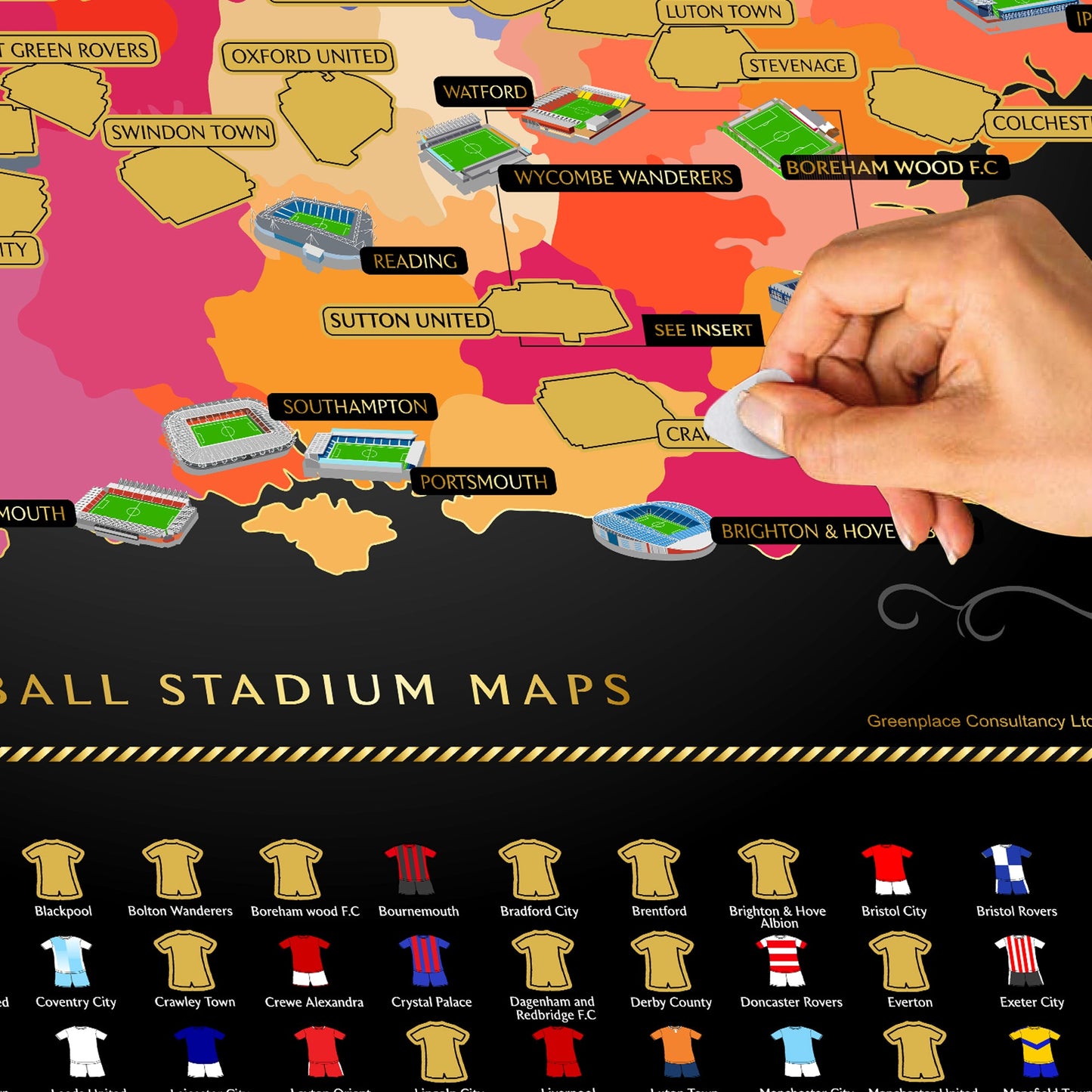 England Football Stadium Scratch-Off Map 25/26